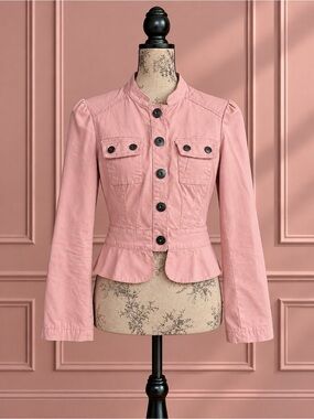 Y2K Guess Pink Button-Front Cropped Jacket